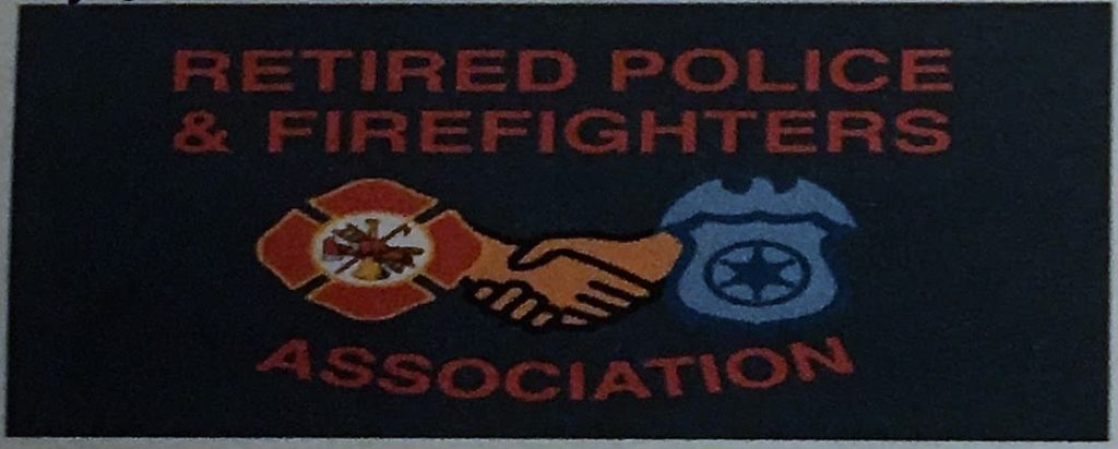 logo with retired police and firefighters text